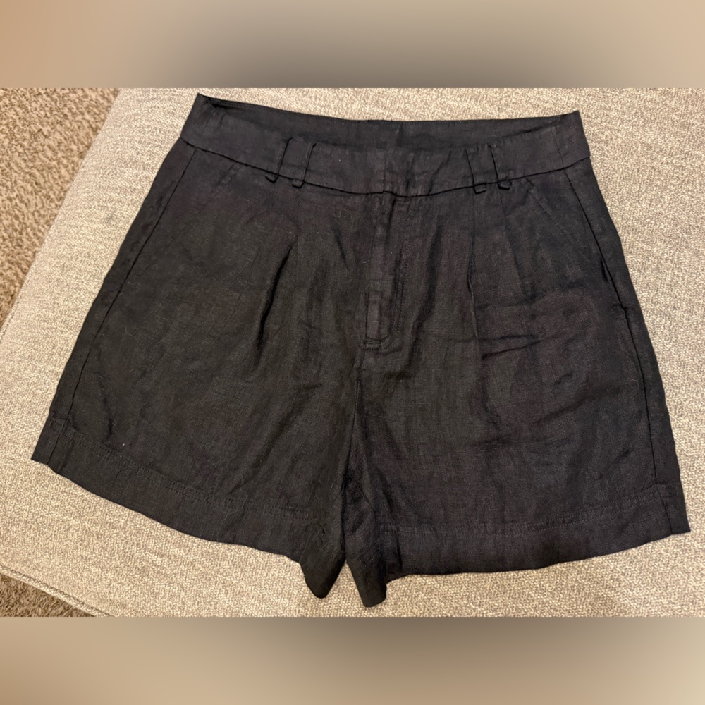 Free People Black Linen Shorts